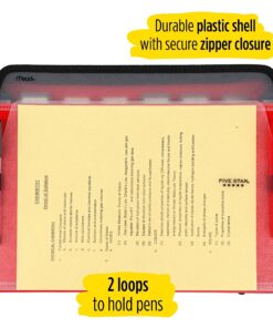 Five Star 7 Pocket Expanding File Organizer, Plastic Expandable File Folders with Customizable Tabs & Clear Cover, Holds 11" x 8-1/2", Zipper Closure, Fire Red (72705) 11 91mWbB7ZORL