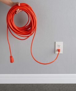 Amazon Basics 100-Foot 3-Prong Vinyl Indoor/Outdoor Extension Cord - 10 Amps, 1250 Watts, 125 VAC - Orange 100 ft 24 91maLuH87XL