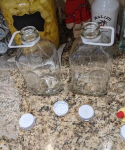 The Dairy Shoppe Heavy Glass Milk Bottles - Jugs with Lids and Silicone Pour Spouts - Clear Milk Containers for Fridge - Reusable Glass Milk Jug Dispenser - Made in USA (64 oz, 2 Pack) 64 oz 31 91mhDmrNe0L