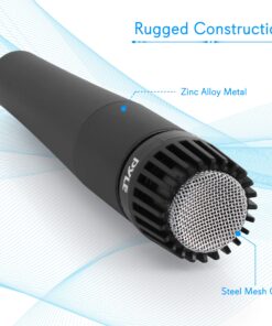 Alternative view of PYLE-PRO Professional Handheld Moving Coil Microphone - Dynamic Cardioid Unidirectional Vocal, Built-in Acoustic Pop Filter, Includes 15ft XLR Audio Cable to 1/4'' Audio Connection - Pyle PDMIC78,Black Mic