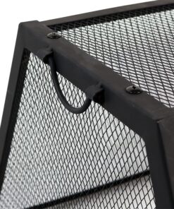 Sunnydaze 36-Inch Northland Outdoor Rectangular Fire Pit with Cooking Grill, Poker, and Spark Screen - Black Finish 31 91mipzzhfL