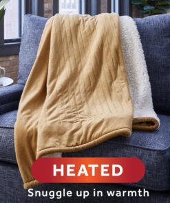 Alternative view of Sunbeam Royal Mink Sherpa Honey Heated Personal Throw / Blanket, Cozy-Warm, Adjustable Heat Settings