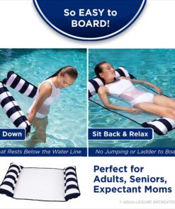 Aqua Original 4-in-1 Monterey Hammock Pool Float & Water Hammock – Multi-Purpose, Inflatable Pool Floats for Adults – Patented Thick, Non-Stick PVC Material Blue Navy - Hammock 23 91mjWRRfqjL