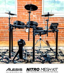 Alesis Nitro Mesh Kit - Electronic Drum Set with Quiet Mesh Pads, USB MIDI, Kick Pedal and Rubber Kick Drum, 40 Kits, 385 Sounds, Drum Lessons 1st Generation 48 91mkEFqeRnL