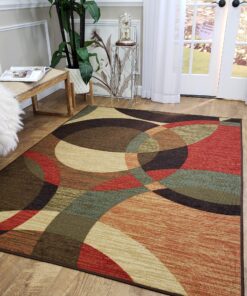 Rubber Backed Area Rug, 39 x 58 inch, Modern Circles, Non Slip, Kitchen Rugs and Mats 39 X 58 inch ( fits for 3x5 Area) 8 91mo8BWqlaL