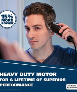 Wahl USA Elite Pro High-Performance Corded Home Haircut & Grooming Kit for Men – Electric Hair Clipper – Model 79602M Black 39 91moGAG f1L