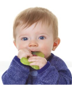 Alternative view of Nuby Silicone Teethe-eez Teether with Bristles, Includes Hygienic Case, Green