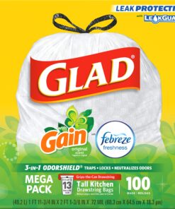 Glad ForceFlex Tall Kitchen Drawstring Trash Bags, 13 Gal, 100 Ct (Package May Vary) 31 91n0fJgACAL