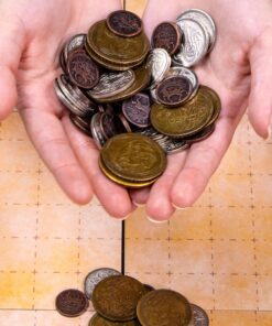 The Dragon's Hoard: 60 Real Metal Fantasy Coins with Leather Pouch | Board Game Accessory for Tabletop RPG Role-Play Strategy Games | Bronze, Silver, and Gold Colored Coins 21 91n2va4lrgL