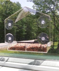 Window Bird Feeders for Outside - Large Bird House Style Window Bird Feeder - Window Bird Feeders with Strong Suction Cups with Drain Holes, Removable Tray, Large Seed Capacity and Rubber Perch 29 91nGwbJRzKL