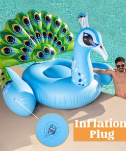 JOYIN Inflatable Peacock Pool Float - Giant Green Peacock Ride on Raft for Swimming Pool, Beach Floaties, Party Decoration Toys, Inflatable Island, Summer Pool Raft Lounge for Adults & Kids Water Fun Blue 28 91nIrez3tTL