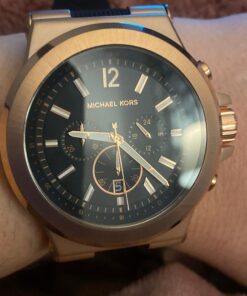 Michael Kors Dylan Men's Watch, Stainless Steel Chronograph Watch for Men with Steel or Silicone Band Black/Rose gold 43 91nMZZDUTLL