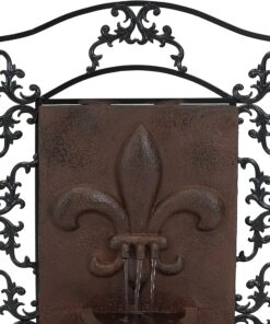 Sunnydaze French Lily 33-Inch Polystone Outdoor Wall Water Fountain - Electric Submersible Pump - Iron Finish 11 91nPaeBKOYL