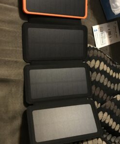 FEELLE Solar Charger Power Bank - 25000mAh Portable Phone Charger 3A Fast Charging External Battery Pack with 4 Solar Panels for Phone Outdoor Camping Orange Yellow 53 91nWVxrUDnL