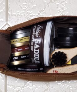 RUSTIC TOWN Buffalo Leather Toiletry Bag : Vintage Travel Shaving & Dopp Kit : for Toiletries, Cosmetics & More : Spacious Interior & Waterproof Lining : Compact, Fits Easily in Luggage Brown 45 91nWoXxyu1L 1