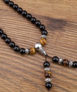 COAI Black Obsidian Stone Bracelet Necklace Mala Beads 108 Tiger Eye 26 91nWvxwWsAL