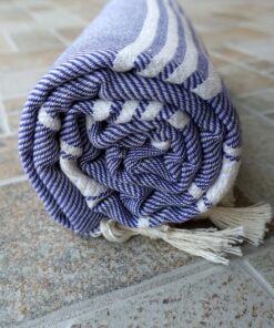 Dandelion - Basic Pattern - 100% Naturally-Dyed Cotton Turkish Towel Peshtemal - 71x39 Inches - Purple 12 91naArcOWaL