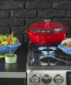 Lodge 4.5 Quart Enameled Cast Iron Dutch Oven with Lid – Dual Handles – Oven Safe up to 500° F or on Stovetop - Use to Marinate, Cook, Bake, Refrigerate and Serve – Island Spice Red 26 91new2d1qL
