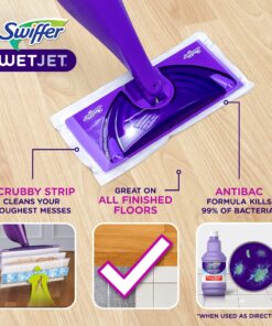 Swiffer WetJet Hardwood and Floor Spray Mop Cleaner Starter Kit, Includes: 1 Power Mop, 10 Pads, Cleaning Solution, Batteries 16 Piece Set Cleaner Kit 24 91nlYhIuBXL