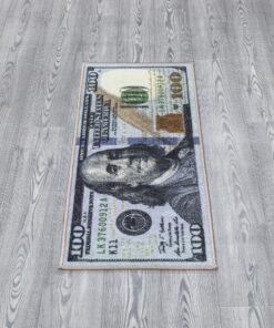 Alternative view of Machine Washable $100 Bill Design Non-Slip Rubberback 22x53 Modern Runner Rug for Hallway, Kitchen, Bedroom, 22" x 53", Multicolor Money New $100 Runner - 22" x 53"