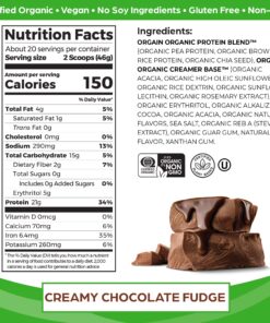 Orgain Organic Vegan Protein Powder, Creamy Chocolate Fudge - 21g Plant Based Protein, Gluten Free, Dairy Free, Lactose Free, Soy Free, No Sugar Added, Kosher, For Smoothies & Shakes - 2.03lb 20 Servings (Pack of 1) 25 91nr8Zq2HVL 2