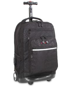 J World New York Sundance Rolling Backpack Girl Boy Roller Bookbag, Argyle Black, 20 Inch 8 91nts6TQOnL