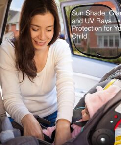 Enovoe Car Window Shades for Baby (21"x14") - 4 Pack - Sun Shade Blocker, Cling Window Cover - Glare Shield and UV Rays Protection for Your Child - Side Window Screens for SUV- Mesh Car Window Shade Black 32 91nvw EzTL