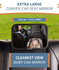Shatterproof Baby Car Mirror, Fully View Infant in Rear Facing Car Seat - Newborn Safety, Crash Tested & Extra Wide, Crystal Clear, 100% Lifetime Satisfaction Guarantee, Easy Install by Cozy Greens 34 91o0en3JbmL