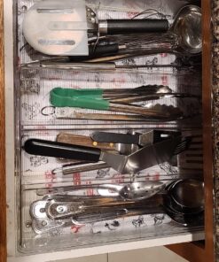 mDesign Plastic Adjustable/Expandable Divided Drawer Storage Organizer with 4 Compartments for Kitchen Pantry, Cupboard, Cabinet, Hold Silverware, Utensils, Cutlery - Ligne Collection - 2 Pack - Clear 4 Compartment Expandable Pack of 2 30 91oAZTVMCL