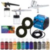 Bakery Airbrush Cake Kit with 3 Airbrushes, Compressor, 2 Air Hoses & 12 Color Chefmaster Food Coloring Set.7 fl Ounce 55 91oCiuP3JOL