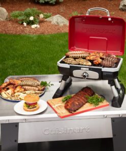Cuisinart CGG-180T Petit Gourmet Portable Tabletop Propane Gas Grill, Red 17.6 x 18.6 x 11.8-Inch Petit Gourmet Tabletop Gas Grill, Red 32 91oE5T8s7nL