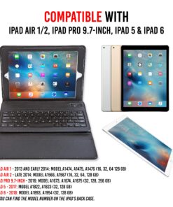 Alpatronix iPad Case with Keyboard, 9.7 inch KX130 Leather iPad Cover w/Detachable Wireless Bluetooth Keyboard Compatible w/Apple iPad 6 (2018)/iPad 5 (2017)/iPad Pro 9.7 & iPad Air 2&1-Black iPad 6/5, iPad Pro 9.7", iPad Air 2/1 (9.7-inch) Black 57 91oHEjD6 JL