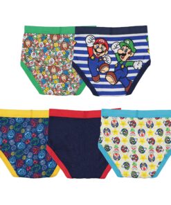 Nintendo Boys' 8 Pack 100% Combed Cotton Briefs with Mario, Luigi, Toad, Yoshi, Peach & Bowser, Sizes 4, 6, 8 5pk Brief 7 91oKa6O4ZiL