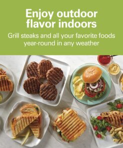 Alternative view of Hamilton Beach Steak Lover's Electric Indoor Searing Grill, Nonstick 100 Square, Stainless Steel (25331), Black and Stainless, Medium Serving