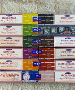 Nag Champa Sunrise Sandalwood Midnight Patchouli Celestial Fortune Blessings Romance Super Hit Jasmine Blossom Rain forest by Satya Gift Set 45 91oSp1qxzYL