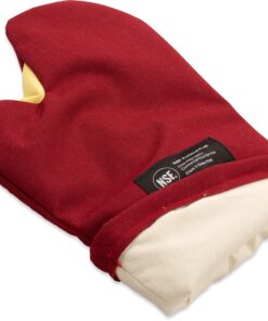 San Jamar KT0215 Cool Touch Flame Conventional High Heat Intermittent Flame Protection up to 900°F Oven Mitt, 15" Length, Red 15" 12 91oY3YYVwZL