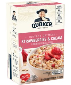 Quaker Instant Oatmeal, Strawberry & Cream, Breakfast Cereal, 1.23 Ounce, 10 Packets Per Box (Pack of 4) 15 91oZZrEF5ML