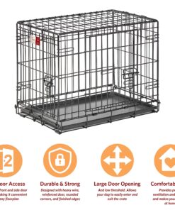 MidWest Homes for Pets Small Dog Crate, Life Stages 24' Double Door Folding Metal Dog Crate | Divider Panel, Floor Protecting Feet, Leak-Proof Dog Pan| 24L x 18W x 19H Inches, Small Dog Breed 24.0"L x 18.0"W x 19.0"H Lifestages; Double Door 20 91obloN4fbL