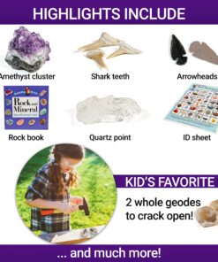 Alternative view of DANCING BEAR Rock, Mineral & Geodes Treasure Hunt Activity Kit (200 Pc Set) Real Shark Teeth Fossils, ID Sheet & Rock Book, STEM Rock, Mineral & Geodes Collection