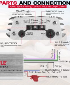 Alternative view of Pyle Hydra Marine Amplifier - Upgraded Elite Series 400 Watt 4 Channel Micro Amplifier - Waterproof, GAIN Level Controls, RCA Stereo Input, 3.5mm Jack, MP3 & Volume Control (PLMRMP3A) Standard Packaging