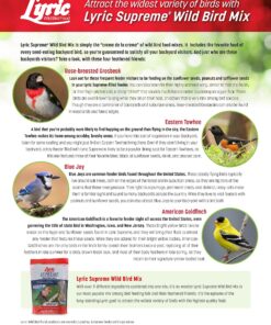 Lyric Supreme Wild Bird Seed - Wild Bird Food Mix with Nuts & Sunflower Seeds - Attracts Many Beautiful Songbirds - 4.5 lb bag 25 91p 7lM0aL