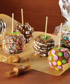 Nostalgia CCA5 Lazy Susan Chocolate & Caramel Apple Party with Heated Fondue Pot, 25 Sticks, Decorating and Toppings Trays 20 91p3sdz16YL 1
