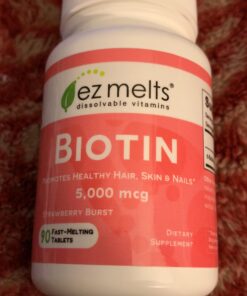 EZ Melts Dissolvable Biotin 5,000 mcg, Hair, Skin & Nail Support, Sugar-Free, 3-Month Supply 18 91p8kl4ZGqL