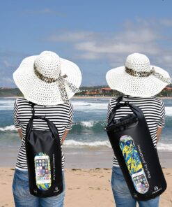 Freegrace Waterproof Dry Bags Set Of 3 Dry Bag With 2 Zip Lock Seals & Detachable Shoulder Strap, Waist Pouch & Phone Case - Can Be Submerged Into Water - For Swimming (Black(Window), 10L) Black(Window) 15 91pDf16Y1RL