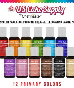 Alternative view of U.S. Cake Supply 12 Color Cake Food Coloring Liqua-Gel Decorating Set - .75 fl. Oz. (20ml) Bottles Primary Colors