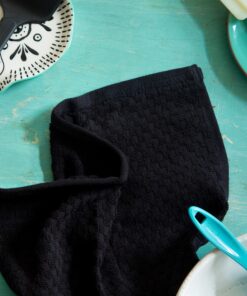 Cotton Craft - 8 Pack - Euro Cafe Waffle Weave Terry Kitchen Towels - 16x28 Inches -Black - 420 GSM quality -Ringspun 2 Ply Cotton - Highly Absorbent Low Lint - Multi Purpose Black 25 91pEjkItRS