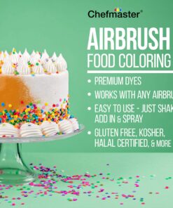 Bakery Airbrush Cake Kit with 3 Airbrushes, Compressor, 2 Air Hoses & 12 Color Chefmaster Food Coloring Set.7 fl Ounce 10 91pJDDjELvL
