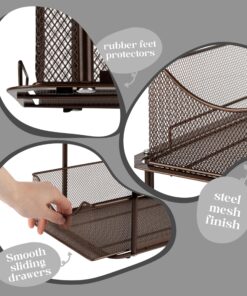 Sorbus 2 Tier Under Sink Bathroom Organizers and Storage, Strong Steel Mesh Sliding Drawers for Enhanced Bathroom Storage, Bathroom Organization and Storage & Under Kitchen Sink Organizer (Bronze) Bronze 19 91pJomI79HL
