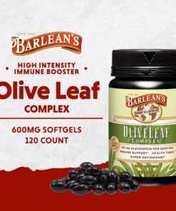 Barlean's Olive Leaf Complex Softgels Immune Support Supplement with 90 mg Oleuropein Antioxidants, Concentrated Heart Health & Immunity Booster Pills, 120 Count Natural Olive Leaf Softgel 120 Count (Pack of 1) 8 91pQ3EzUp4L