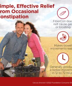 FiberCon Fiber Therapy Coated Caplets, Safe, Simple & Comfortable Insoluble Fiber for Bowel Irregularity, Comfortable Constipation Relief with No Gas or Bloating, 140 Caplets 140 Count (Pack of 1) 9 91pUfGrSI2L